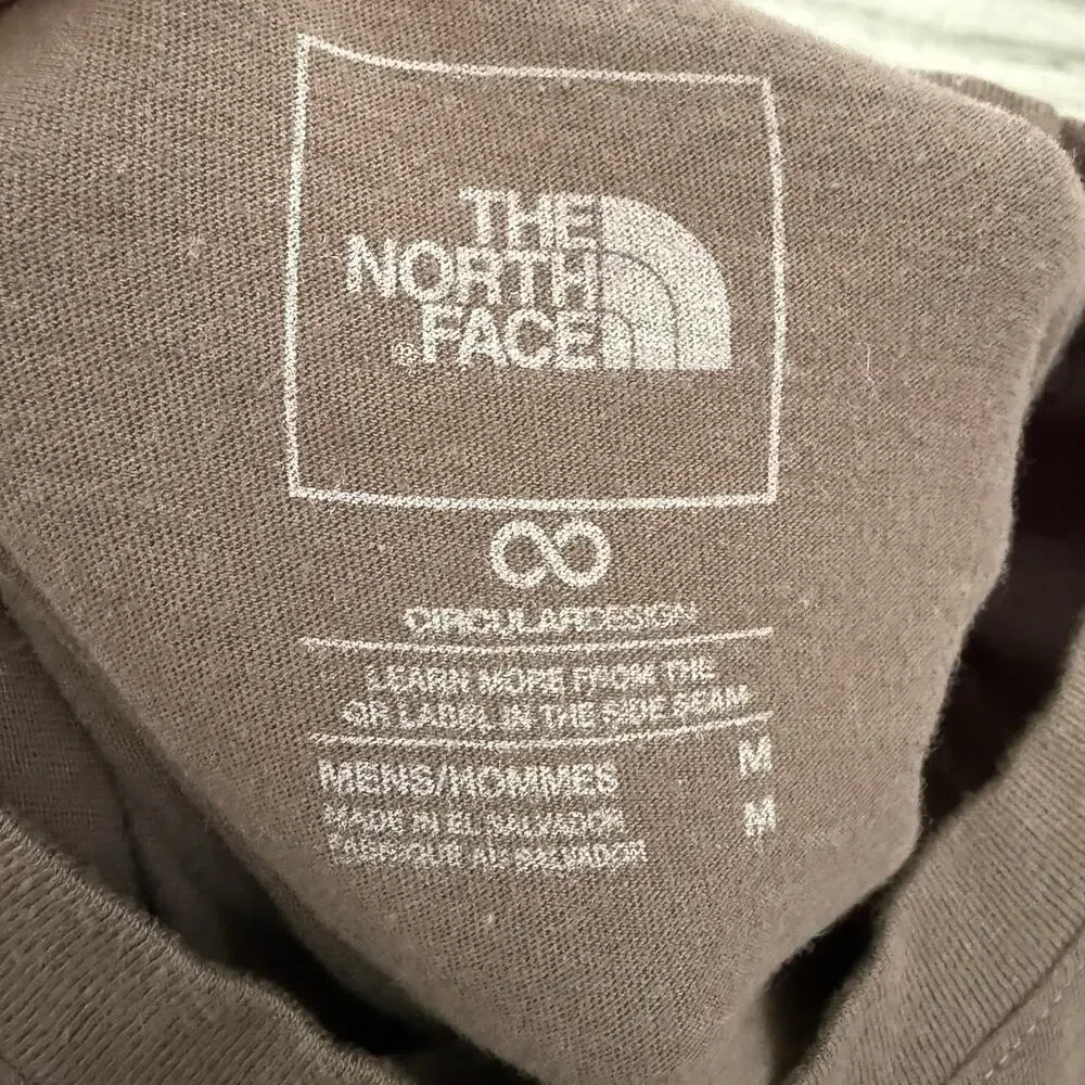 The North Face Circular Design T-Shirt Mens Medium Brown Graphic Long Sleeve